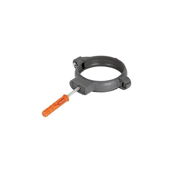 2 x 110mm Round Waste Pipe Clamp, Grey Plastic, with