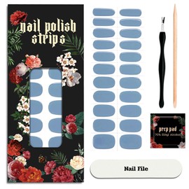 ruyeefam Nail Polish Strips - 22 Pcs Salon Quality Gel Nail Stickers - Long Lasting Wraps (Blue Hour IceBurg)