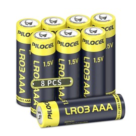 PILOCEL 8 Pack AAA Batteries, 1.5V Alkaline Triple A Battery, 8 Count LR03 Battery, 10 Year Self-Life
