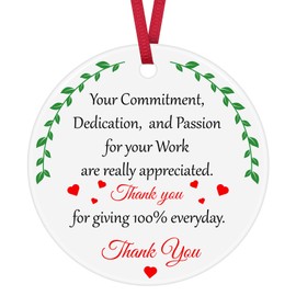 Employee Appreciation Gifts Thank You Gifts for Staff Coworker Thank You Ceramic Ornament Keepsake Sign Employee of The Month Gift Work Anniversary Christmas Ornament for Employee