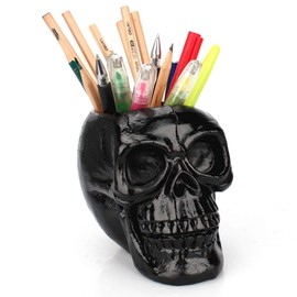 Arola Black Skull Pencil Holder Skeleton Key Holder Makeup Brush Holder Flower Pot Home Office Desk Accessories Organiser Accessories