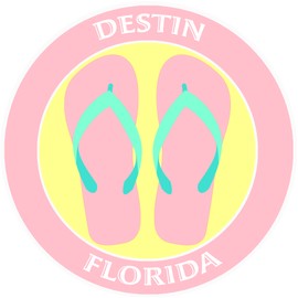 Athena Brands Flip Flops Destin Florida - Car Truck Window Bumper Graphics Sticker Decal - Surf Shack Pink