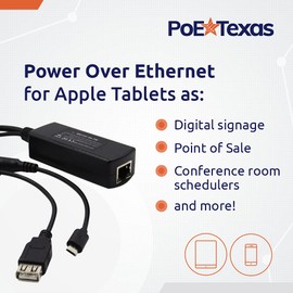 PoE Texas GAF-USB | 802.3af PoE Splitter Compatible with iPads and Tablets with 5 Volt 10 Watt Output - Includes USB-A and Micro-USB adapters