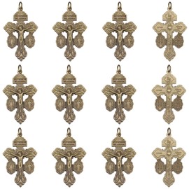 YionZian 6Pcs/12Pcs Metal Cruz Del Perdon Catolica Pardon Crucifix Pendant with St Benedict Medals and Milagrosa Medal for Rosaries Catholic DIY Rosary Making Supplies, Zinc, No Gemstone