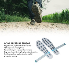 1 Pair Foot Pressure Sensor Thin Film Smart Insole Sensor 16 Sensing Area Pressure Transducer Shoe Insole for Step Counting