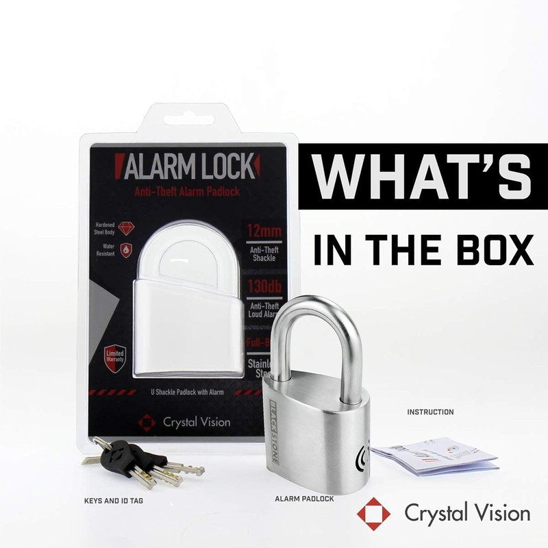 Crystal Vision Anti-Theft Loud 130db Alarm Lock Weather Proof Heavy