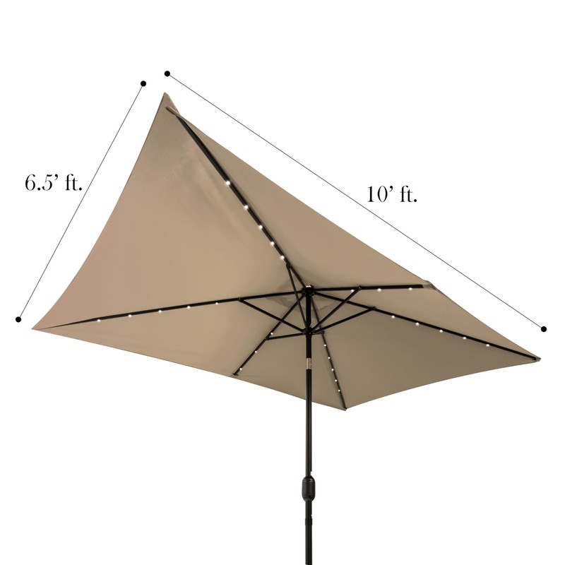 Trademark Innovations Rectangular Solar Powered LED Lighted Patio Umbrella -
