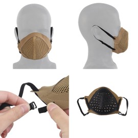 Sport Half Face Mask Breathable Reusable Protective Gears For Airsoft Paintball Tactical CS Outdoor Sport Game Gym, Cardio, Fitness, Running, Endurance HIIT Training (Tan)