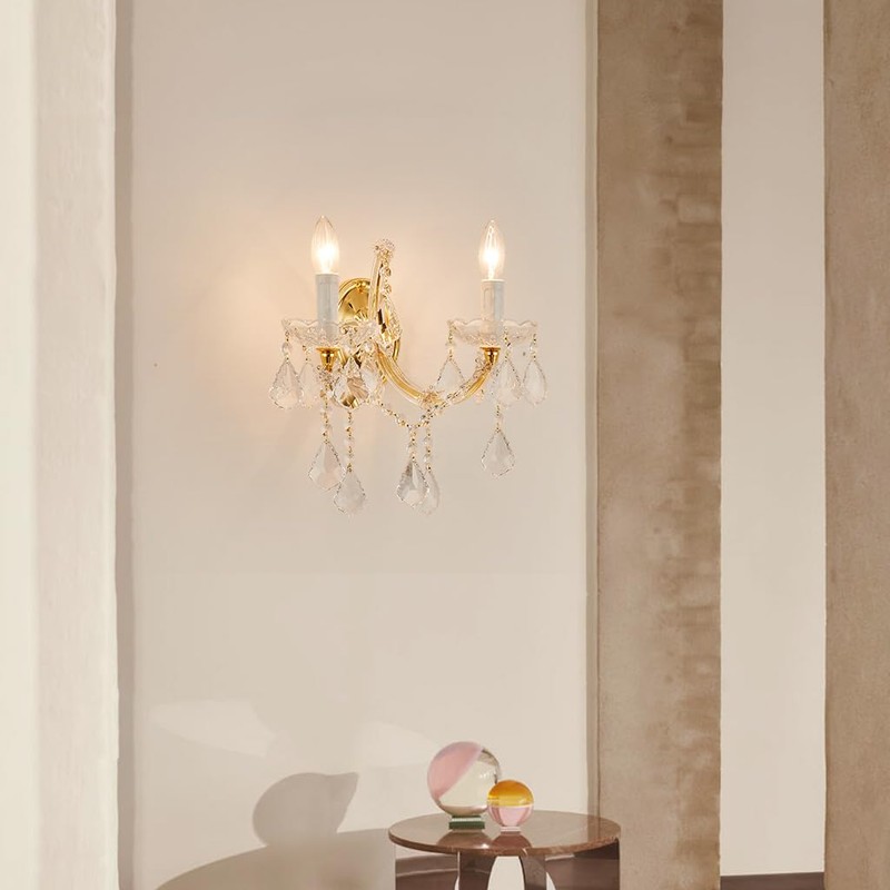 TMAFON Crystal Wall Lights, Modern Sconce - Brilliant 2 Lights