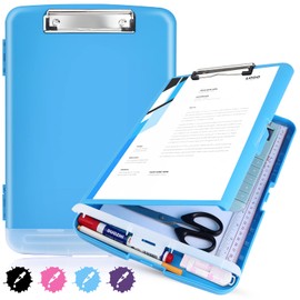 Blue Clipboard with Storage,TFDLCG zm Clip Boards 8.5x11 with Pen Holder,Nursing Clipboards Case Heavy Duty,A4 Letter Size Contractor Clipboard for Office, School and Home