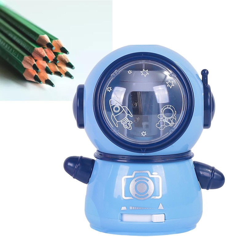 Spaceman Pencil Sharpeners Cartoon Cute Safe Flexible Electric Pencil Sharpener