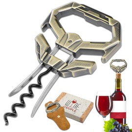 LUCYLANKER Ah So Wine Opener, Old Wine Corkscrew with Portable Leather Case, Two Prong Cork Puller, for Wine Connoisseurs & Collectors to Uncork, Ideal Gifts for Wine Lovers (Mecha Bronze)