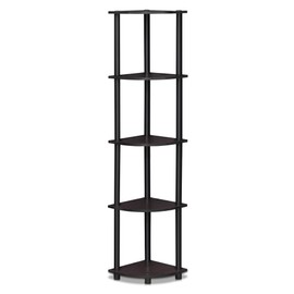 Furinno Turn-N-Tube 5 Tier Corner Display Rack Multipurpose Shelving Unit, Dark Walnut