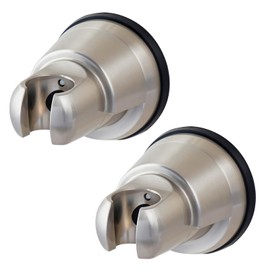 2 Pack Vacuum Suction Cup Shower Head Holder, Removable Shower Head Bracket, Height Adjustable Wall Mount ABS Plastic Suction Holder for Handheld Showerhead, Brushed Nickel