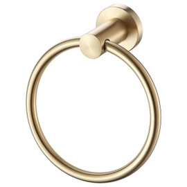 UOPR Brushed Gold Towel Rings for Bathroom, SUS 304 Heavy Duty Stainless Steel Hand Towel Holder Round Bath Towel Holder Hanger with Hanging Hardware (Drilling Required) (Gold)