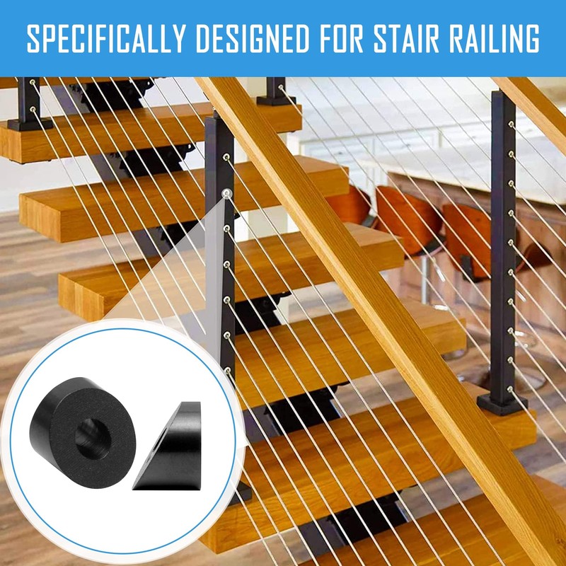 Helffer 50 Pack 1/4" ID Black Angle Beveled Washers for