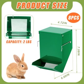 Maxcheck Rabbit Feeder for Cages Small Animal Food Dispenser with Lid Metal Rabbit Feeders Outside for Guinea Pig (4.7 Inches)