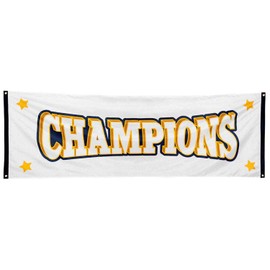 Boland 44771 - Banner Champions, Size 74 x 220 cm, Flag made of polyester, flag, target enforcement, winner, award ceremony, sports party, party