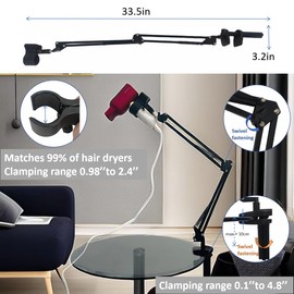 Joycalte Dog Hair Dryer Holder, Pet Grooming Table Hair Dryer Stand Hands-Free 360° Rotating Blow Dryer Holder with Adjustable Clamp Mount