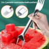 Unbranded Watermelon Slicer Cutter 2-in-1 Fork Stainless Steel Fruit Cutting