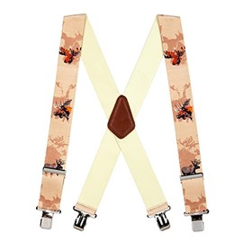 Suspender Store Novelty Moose Suspenders - 2-Inch Wide Elastic - Gator Clip - 54" for 6'1" to 6'5" tall