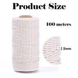 White String, 2 Rolls String, Flexible and Hard String for Crafts, High Temperature Resistance Cotton String, Ball of String Used for Packaging, Cooking Meat, Baking, Gardening