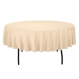 Gee Di Moda Tablecloth - 90" Inch Round Tablecloths for Circular Table Cover in Beige Washable Polyester - Great for Buffet Table, Parties, Holiday Dinner & More