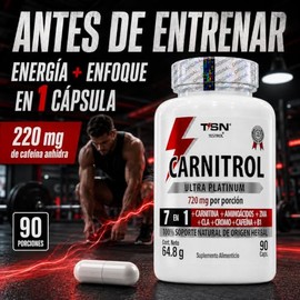 Pre Entreno en Cápsulas con 220 mg de Cafeína Anhidra, L-Carnitina Tartrato, ZMA, CLA y Cromo, Energía y Enfoque para Gym, Cardio y HIIT, 90 Porciones