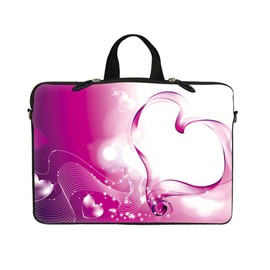 Meffort Inc 17 Inch Neoprene Laptop Sleeve - Water Resistant, Hidden Handle, Dual Zipper, Fits Up to 17” - 17.3" Laptops - Pink Heart