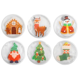 6 pcs Pocket Hand Warmers,Reusable Click Instant Heat Packs,Christmas Parttern Pouch Gel Cute Warmth Hand Click Gel Warmers for Camping,Outdoor for Kids Women Men -3.93Inch