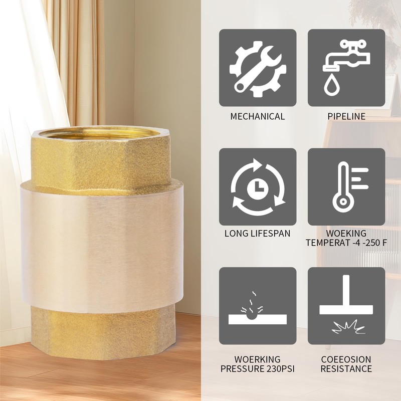 ChillWaves Brass In-Line Spring Check Valve DN20 3/4" Female Thread,