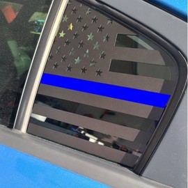 Xinghe for Dodge Charger 2011-2022, Rear Side Window American Flag Decals, 2pcs Matte Black USA Flag Decal for Truck Back Window, Waterproof Vinyl, Durable and Easy Remove Truck Decal (For Dodge Charger 2011-2022, Matte Black Thin Blue Line)