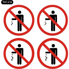 dealzEpic - No Littering Garbage (Do Not Trash) Sign Stickers - Self Adhesive Peel and Stick Decals