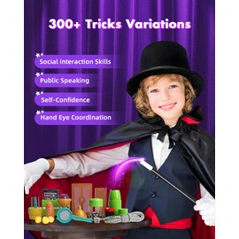 AEROQUEST Magic Kit for Kids, 300+ Magic Tricks Perfect Toy for Boys and Girls, Magic Wand Magician Set with Instruction Manual and Video for Beginners Ages 6 7 8 9 10 11 12 Years Old