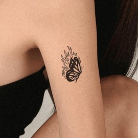 Fake Tattoo Butterfly - Temporalis® | Adult Temporary Tattoos - EU Certified Cosmetics, Vegan & Waterproof - Lasts 1 to 2 Weeks [Fire Butterfly]