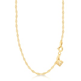 KEZEF Gold Plated Sterling Silver Singapore Twisted Curb Chain Italian 2mm 30 inch