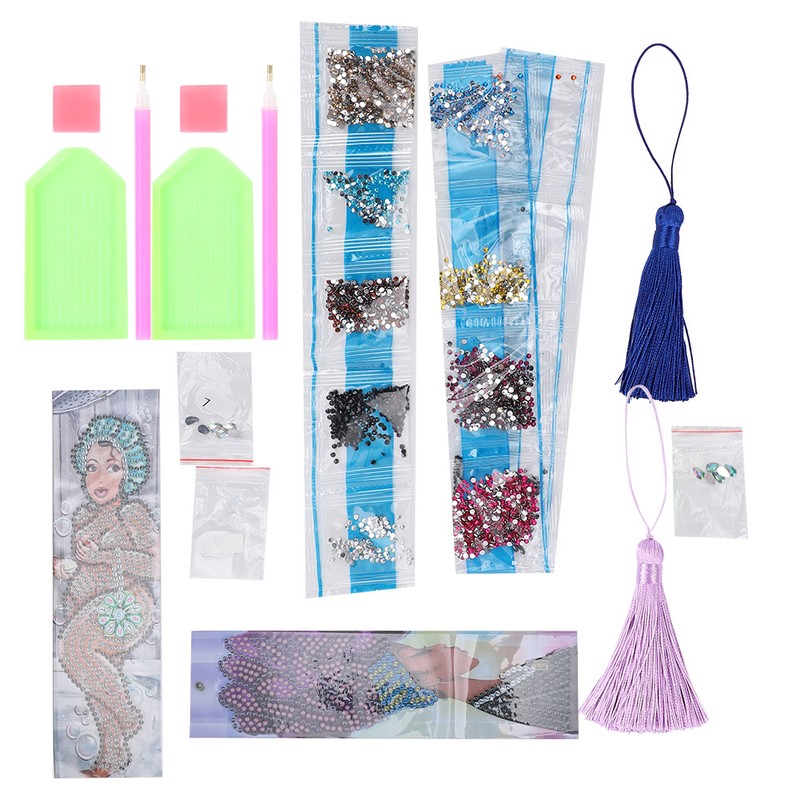 2 Set Diamond Bookmarks 5D DIY Painting Crystal Rhinestones Embroidery