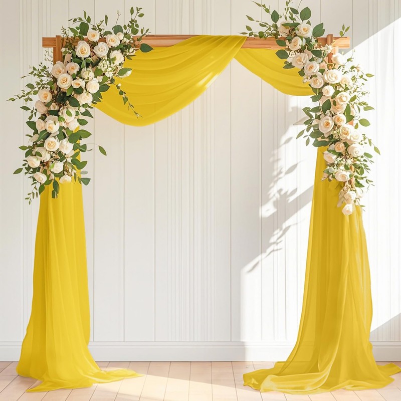 FANPROMS Wedding Arch Draping Fabric Gold 1 Panel 20FT Chiffon