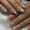 White French Tip Press on Nails Almond Short Fake Nails
