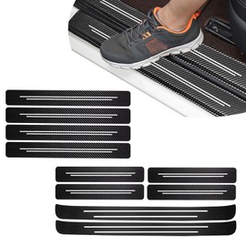 Door Sill Protector, Car Door Entry Guards, 10Pcs Car Door Protector, Carbon Fiber Leather Waterproof Scratch Protection Strips (for All car Models) Door sill Trim Entry Guard (Black)