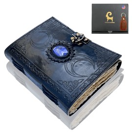 Urban Leather Lapis 3 Moon Celtic Grimoire Book of Shadows Vintage Journal for Men Women Drawing Sketchbook Scrapbook Writing Notebook Thick Deckle Edge Pages