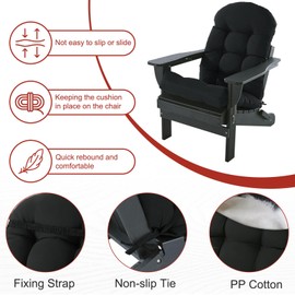 ABCPATIO Adirondack Chair Cushion, High Back Patio Chair Cushions, Premium Pads Cushions with Non-Slip Ties,Waterproof and Fade-Resistant Thickened Cushion for Indoor and Outdoor (Black,1)