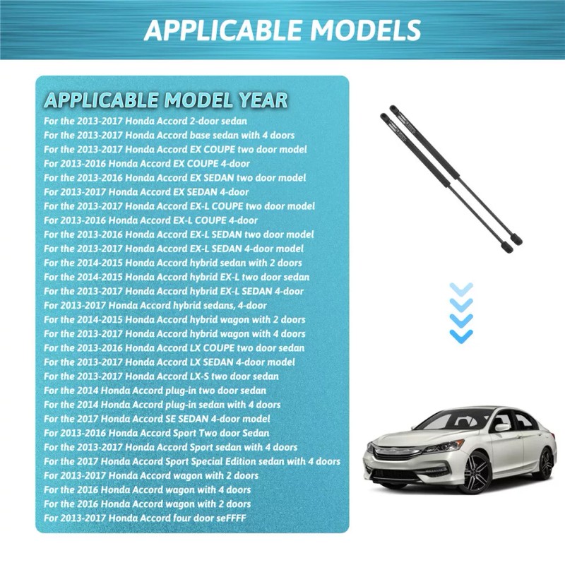 Unbranded For Honda Accord 2013-2017 Front Hood Lift Supports Gas