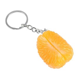 COLORFUL BLING Creative 3D Fruits Keychain Funny Simulated Fresh Strawberry Pitaya Grape Orange Key Ring Bag Jewelry-2 Orange