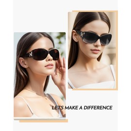 SIPHEW Trendy Polarized Sunglasses for Women Oversized Retro Frame Fashion Butterfly Accents UV400 Protection, Black Frame with Gradient - Grey Lenses