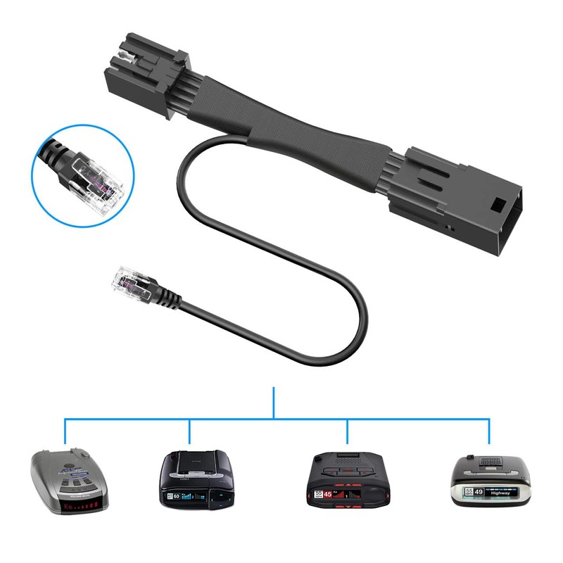 Radar Detector Power Adapter RJ11 Plug (10P Type D) Compatible