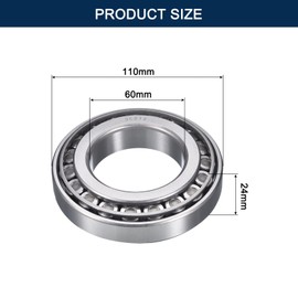 HIPicco 2 Pack 30212 Tapered Roller Bearing Cone and Cup Set, 60mm Bore 110mm OD 24mm Cup Width, Chrome Steel Wheel Bearings, ABEC-3