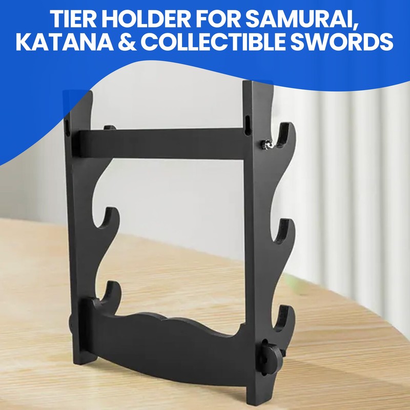 SZCO Three Sword Wall Mount Display Rack – Wooden 3-Tier