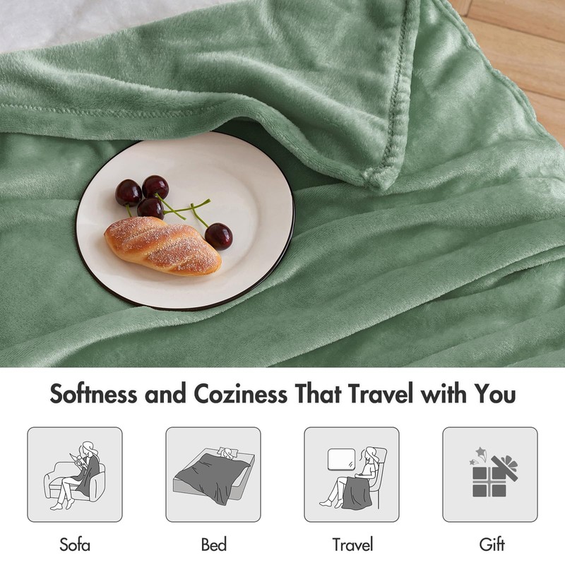 MIULEE Flannel Fleece Throw Blanket Soft Fluffy Solid Color Comfortable