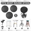 Newwiee 6 Pcs Black Leather Stool Covers Round,Waterproof PU Stretch